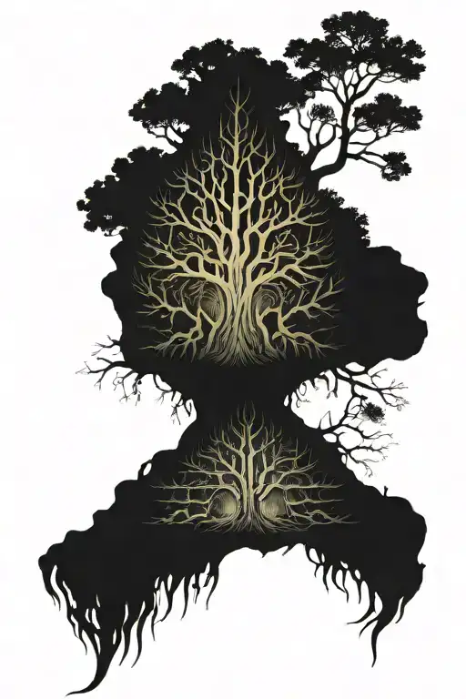 forest fire bush wood tattoo design idea