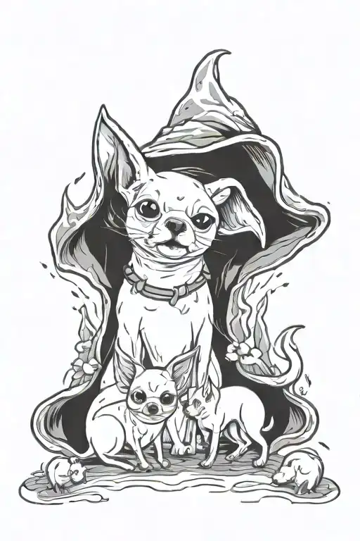 chihuahuas adventure time style illustration tattoo design idea