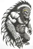 native american chief hulk monster roaring tattoo design idea