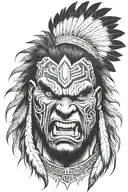 native american chief hulk monster roaring tattoo design idea
