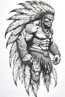 native american chief feathers full body hulk mutant angry roaring tattoo design idea
