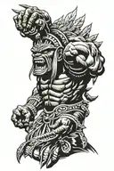 native american chief hulk monster roaring tattoo design idea