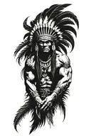 Native American Chief Feather Head Dress Hulk Angry Screaming Full Body tattoo design idea