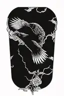 Raven Flying Blackout tattoo design idea