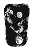 Raven Flying Blackout tattoo design idea