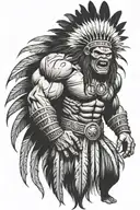 native american chief hulk monster roaring tattoo design idea