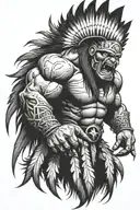 native american chief hulk monster roaring tattoo design idea