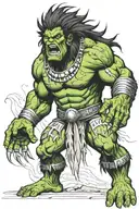 native american chief hulk monster roaring full body tattoo design idea