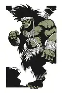 native american chief full body hulk mutant tattoo design idea