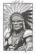 Native American Chief Feather Head Dress Hulk Angry Screaming Full Body tattoo design idea