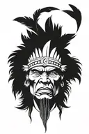 Native American Chief Feather Head Dress Hulk Angry Screaming Full Body tattoo design idea