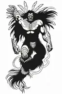 native american chief feathers full body hulk mutant angry roaring tattoo design idea