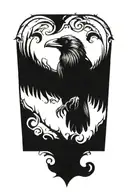 Blackout Raven no background tattoo design idea