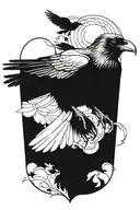 Blackout Raven no background tattoo design idea
