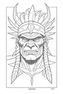 native american chief hulk monster tattoo design idea