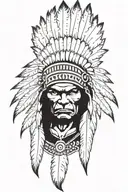 Native American Chief Feather Head Dress Hulk Angry Screaming Full Body tattoo design idea