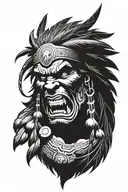 native american chief hulk monster roaring tattoo design idea