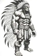 native american chief feathers full body hulk mutant angry roaring tattoo design idea
