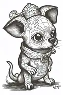 chihuahua adventure time style illustration playing tattoo design idea