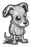 chihuahua adventure time style illustration playing tattoo design idea