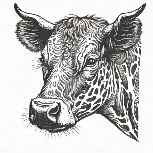 cattle cow head tattoo design idea