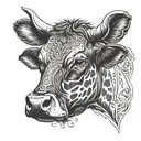 cattle cow head tattoo design idea