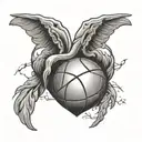 A heart-shaped basketball with a brain inside, representing the client's passion for basketball and mental health advocacy tattoo design idea