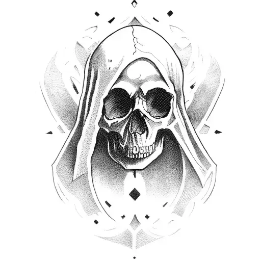 Skull medieval weapons dark tattoo design idea