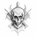 Skull medieval weapons dark tattoo design idea