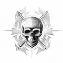 Skull medieval weapons dark tattoo design idea