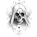 Skull medieval weapons dark tattoo design idea
