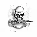 Skull medieval weapons dark tattoo design idea