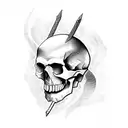 Skull medieval weapons dark tattoo design idea