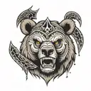 the king of warrior bear head with angry face scares scary looking   tattoo design idea