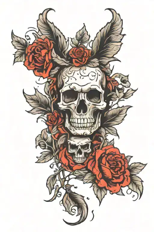 Nature and rat and skull  tattoo design idea