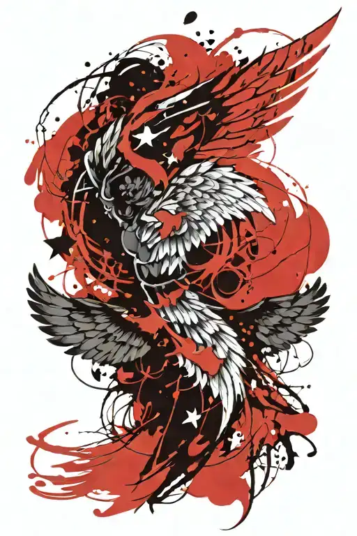 FAlling angel wing left one tattoo design idea