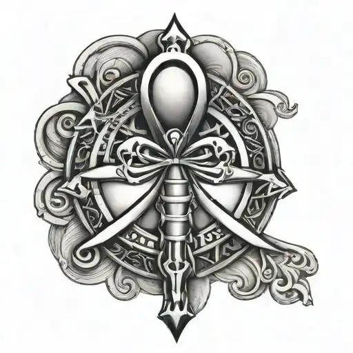 ankh symbol with eye tattoo design idea