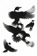 4 magpies taking flight tattoo design idea