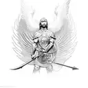 Archangel Michael fighting satan tattoo design idea