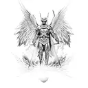 Archangel Michael fighting satan tattoo design idea