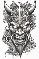 oni mask split in two tattoo design idea