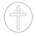 simple cross inside oval line tattoo design idea