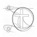 simple cross inside oval line tattoo design idea
