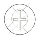 simple cross inside oval line tattoo design idea