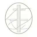 simple cross inside oval line tattoo design idea