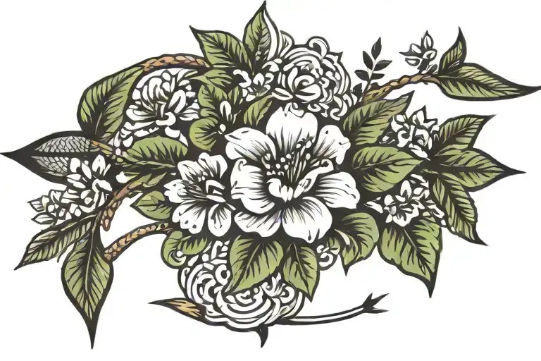 arrow flag of cuba incorporated flower blooming tattoo design idea