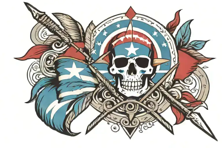 arrow flag of cuba incorporated within tattoo design idea