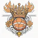 fire basketball with a crown tattoo design idea