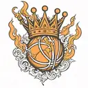 fire basketball with a crown tattoo design idea