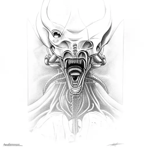 a predator and an xenomorph tattoo design idea